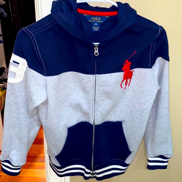 POLO Ralf Lauren Boys Hoodie full zip with pockets.